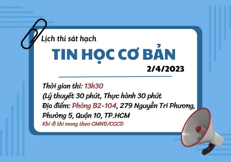 Thông báo lịch thi sát hạch THCB ngày 2/4/2023