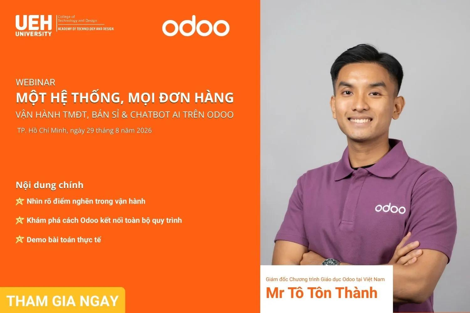 Webinar: Từ Website đến Đơn hàng - Một hệ thống, mọi đơn hàng: Vận hành TMĐT, bán sỉ & Chatbot AI trên Odoo